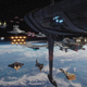 Las Cañoneras clase Brak’tok aparecen en la batalla de Scarif en Rogue One. Hay dos: una solo en la parte inferior derecha, y otra en la parte trasera, a la izquierda del Destructor Estelar. Imagen: Lucasfilm